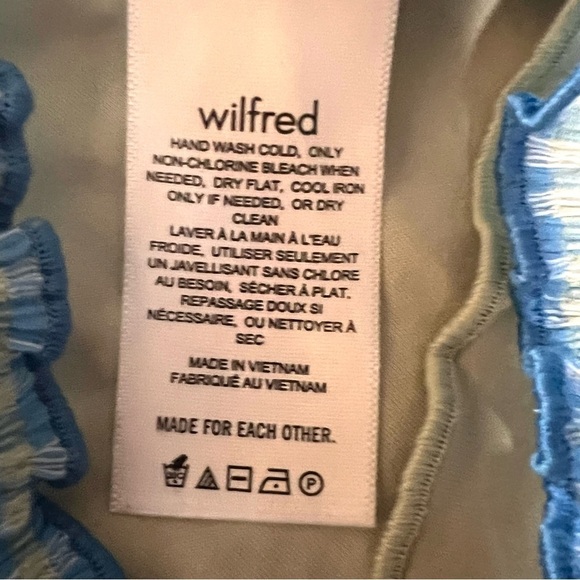 ARITZIA Wilfred Reunion Mini Tube Skirt Blue Green Plaid Seersucker Size Large - Picture 9 of 10